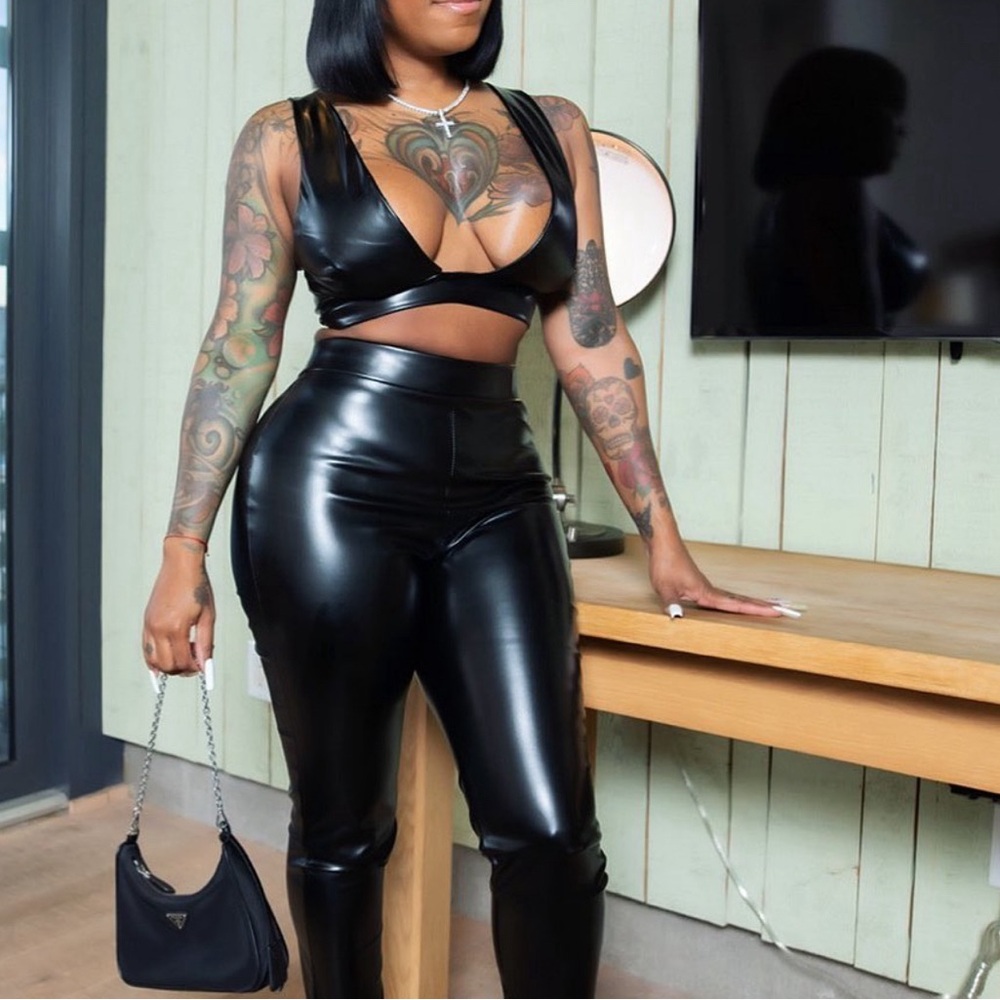 New -leather two piece set